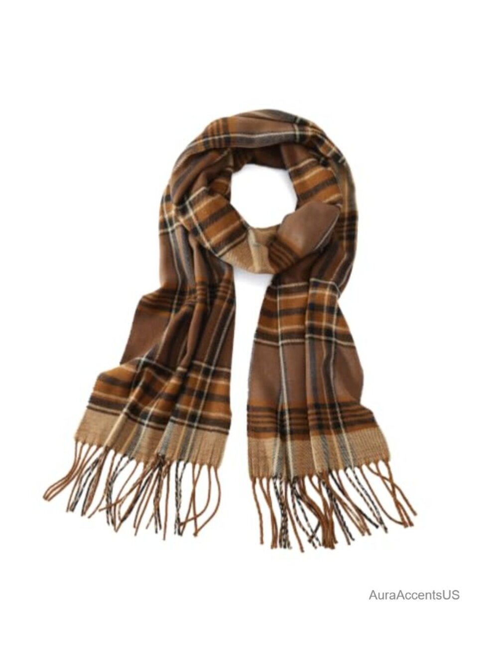 Soft Warm Plaid Acrylic Scarf with Fringe for Women Men